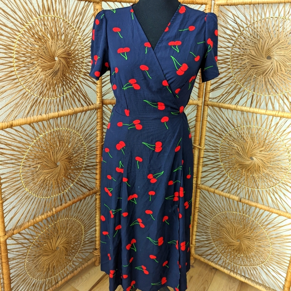 cherry summer wrap dress size L
